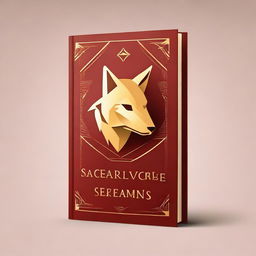 A gold and red fantasy book cover featuring a golden wolf symbol