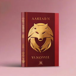 A gold and red fantasy book cover featuring a golden wolf symbol