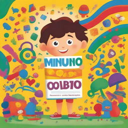 Create a vibrant and colorful book cover for 'O Mundo Colorido de Maikon: Descobrindo o Autismo'