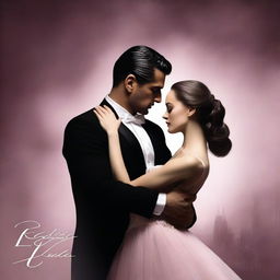 Create a novel cover featuring a couple with a mafia man and a ballerina embracing each other possessively