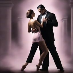 Create a novel cover featuring a couple with a mafia man and a ballerina embracing each other possessively