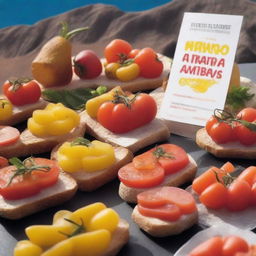 Generar un cartel vibrante y atractivo para un evento de pinchos y tapas en la isla de Gran Canaria