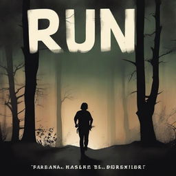 The cover of the novel is entitled 'Run!!!' depicts a dark and scary night atmosphere