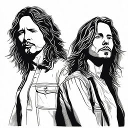 A detailed drawing featuring Chris Cornell and Eddie Vedder together