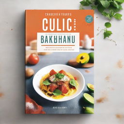 Create a book cover for a culinary book featuring vibrant and appetizing food photography