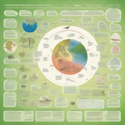 A detailed illustration showing the interconnectedness of ecology, classification and nomenclature, and global diseases