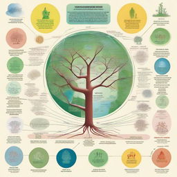 A detailed illustration showing the interconnectedness of ecology, classification and nomenclature, and global diseases