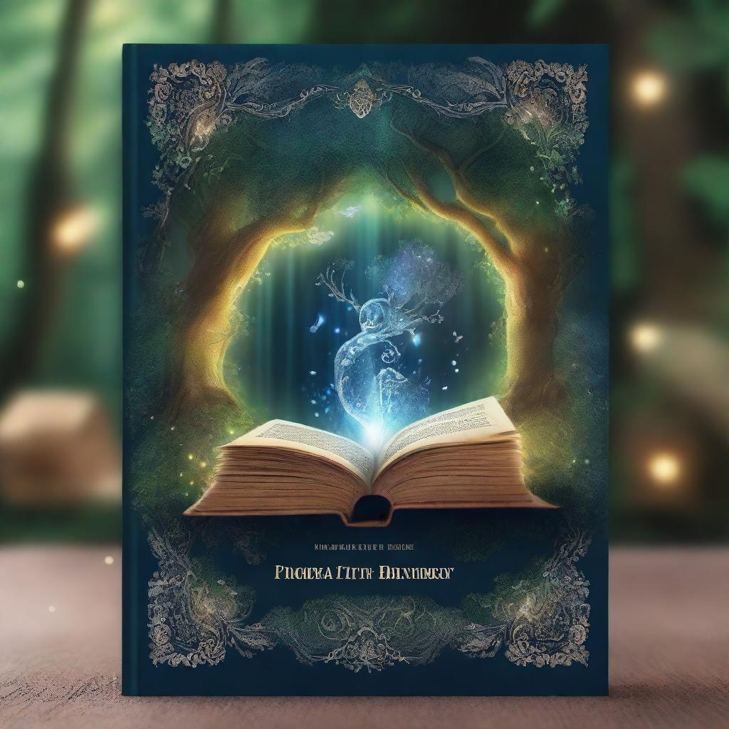 A captivating book cover featuring an open book with magical elements swirling around it