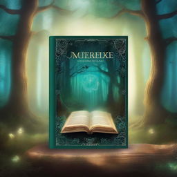 A captivating book cover featuring an open book with magical elements swirling around it