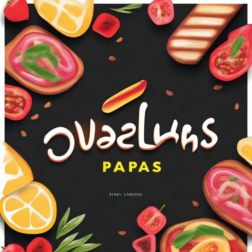 Create an image with the title 'Pinchos y Tapas' in an elegant, large font