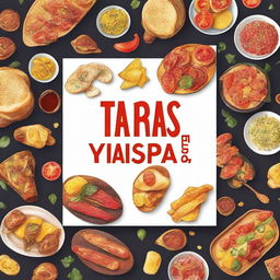 Create an image with the title 'Pinchos y Tapas' in an elegant, large font