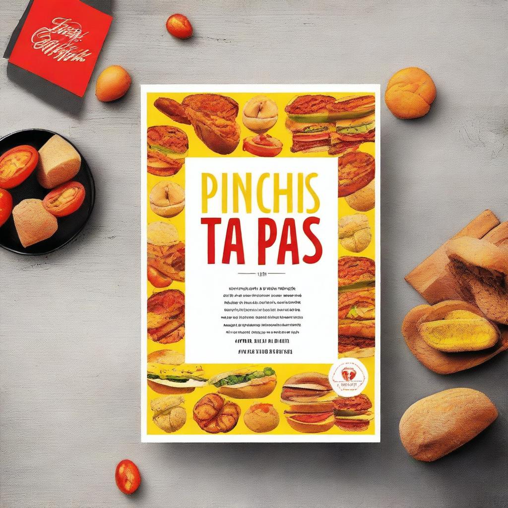 Create an image with the title 'Pinchos y Tapas' in an elegant, large font