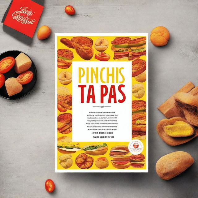 Create an image with the title 'Pinchos y Tapas' in an elegant, large font