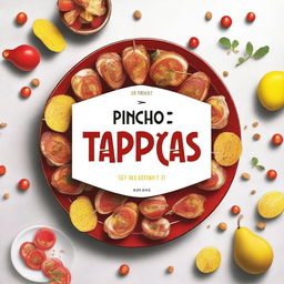 Create an image with the title 'Pinchos y Tapas' in an elegant, large font