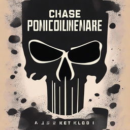 Design a book cover featuring a black Punisher skull prominently displayed