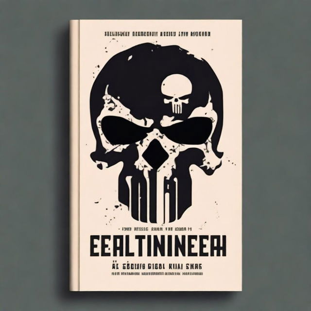 Design a book cover featuring a black Punisher skull prominently displayed