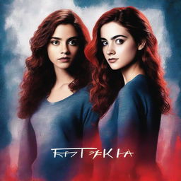 Create a book cover featuring Rue from Euphoria standing next to Allison Argent from Teen Wolf, with Lydia Martin in front