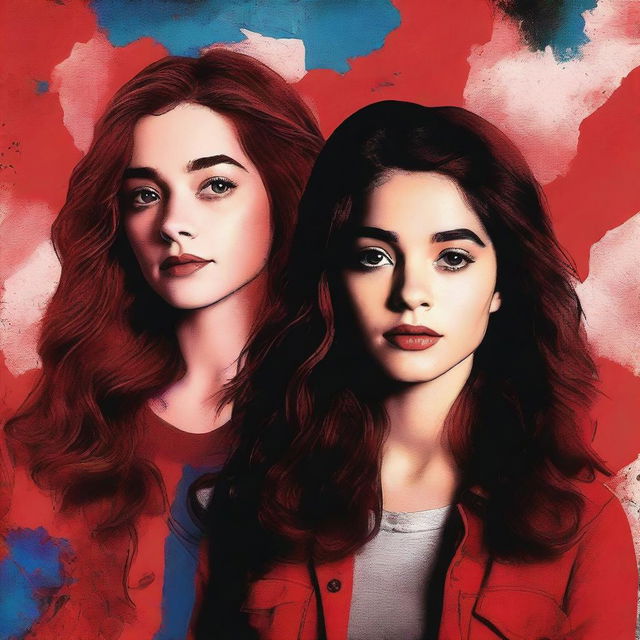 Create a book cover featuring Rue from Euphoria standing next to Allison Argent from Teen Wolf, with Lydia Martin in front