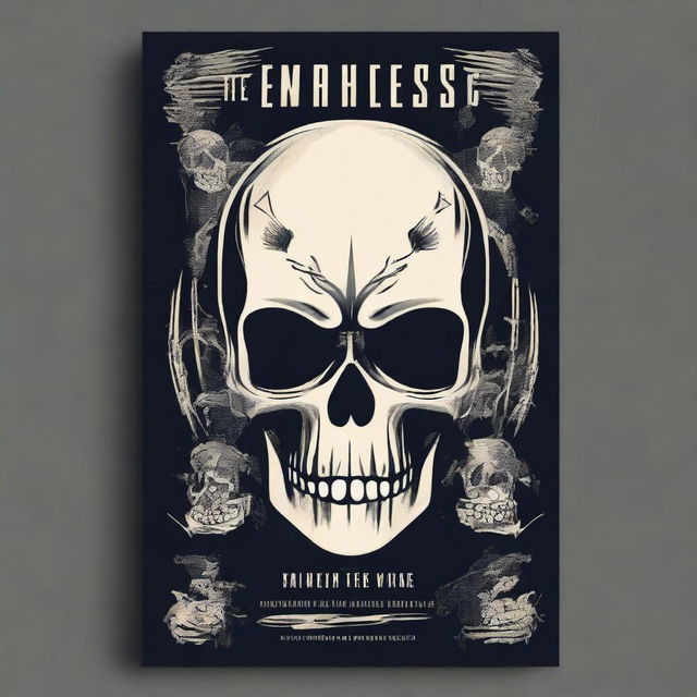 Design a book cover featuring a stylized skull prominently displayed