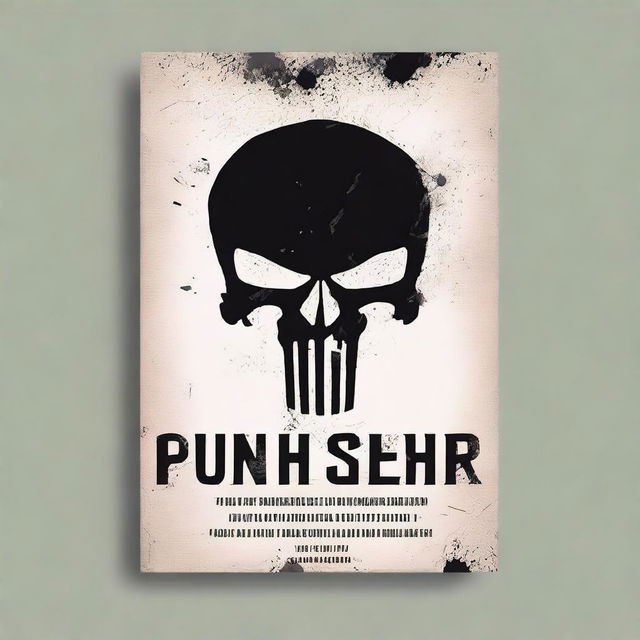 Design a book cover featuring a black Punisher skull prominently displayed