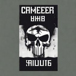 Design a book cover featuring a black Punisher skull prominently displayed