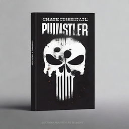 Design a book cover featuring a black Punisher skull prominently displayed