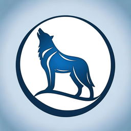 A howling wolf symbol set against a deep blue background