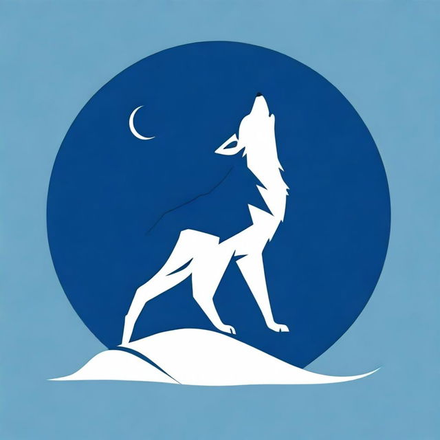 A howling wolf symbol set against a deep blue background