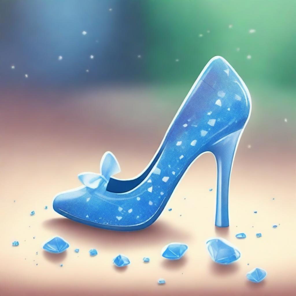 A detailed illustration of Cinderella's broken glass shoe lying on the ground