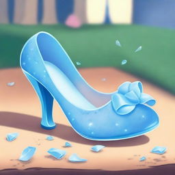 A detailed illustration of Cinderella's broken glass shoe lying on the ground