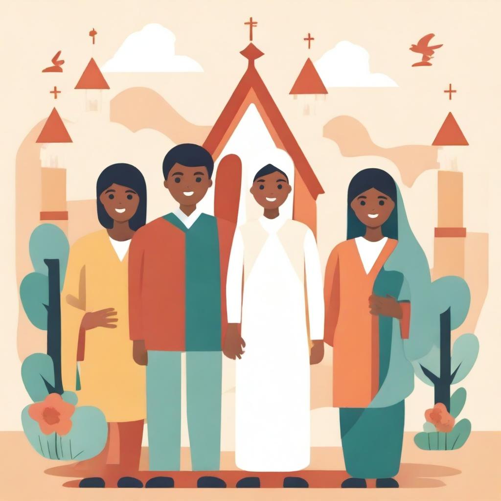 Create an illustration for a gender-responsive policy guide for churches in Indonesia