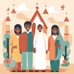 Create an illustration for a gender-responsive policy guide for churches in Indonesia