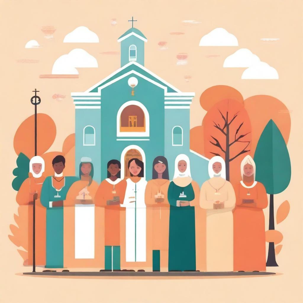 Create an illustration for a gender-responsive policy guide for churches in Indonesia