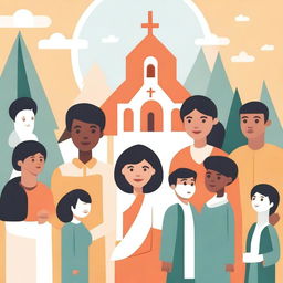 Create an illustration for a gender-responsive policy guide for churches in Indonesia