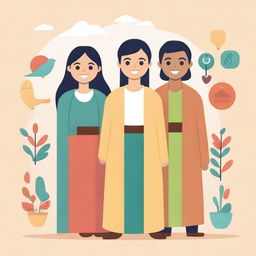 Create an illustration for a gender-responsive policy guide for churches in Indonesia