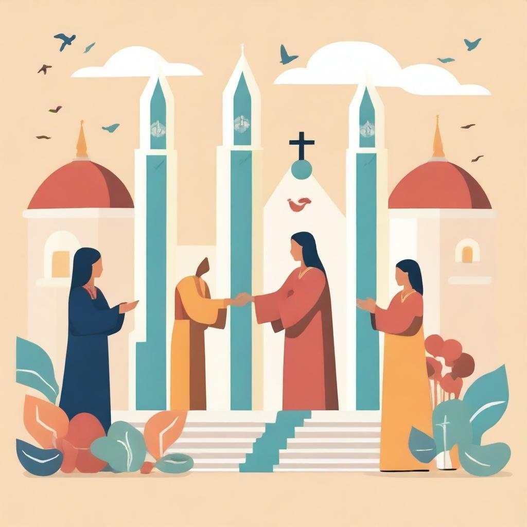 Create an illustration for a gender-responsive policy guide for churches in Indonesia