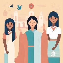 Create an illustration for a gender-responsive policy guide for churches in Indonesia