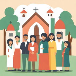 Create an illustration for a gender-responsive policy guide for churches in Indonesia