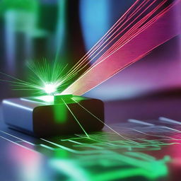 A detailed image showcasing laser photonics interacting with biological objects