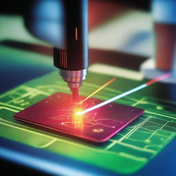 A detailed image showcasing laser photonics interacting with biological objects