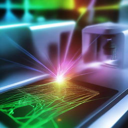 A detailed image showcasing laser photonics interacting with biological objects