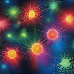 A highly detailed scientific illustration showcasing laser biophotonics of cells