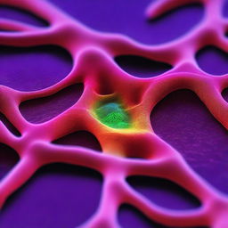 A detailed laser visualization of cells with a gradient of the visible spectrum