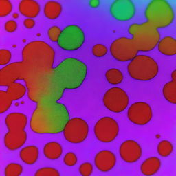 An image suitable for a scientific paper, showing laser microscopy used to visualize cells with a gradient of the visible spectrum