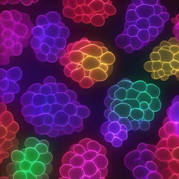 A laser physics visualization image showing cells with a gradient of the visible spectrum