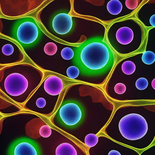 A laser physics visualization image showing cells illuminated by laser light