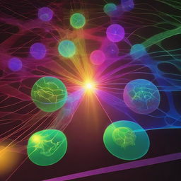 An image illustrating laser systems interacting with biological cells