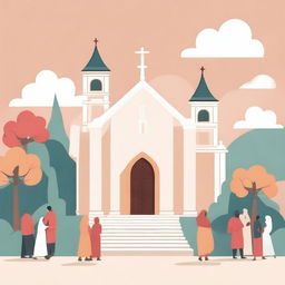 Create an illustration symbolizing gender equality between men and women, focusing on gender-responsive policies and guidance within Indonesian churches