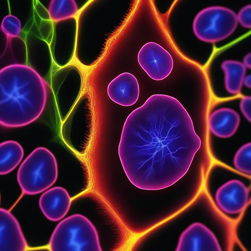 An image depicting a laser visualization of cells in dark colors