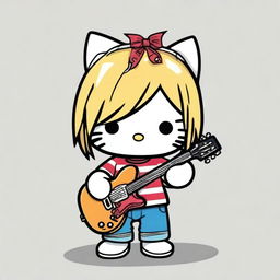 A Hello Kitty character dressed as Kurt Cobain